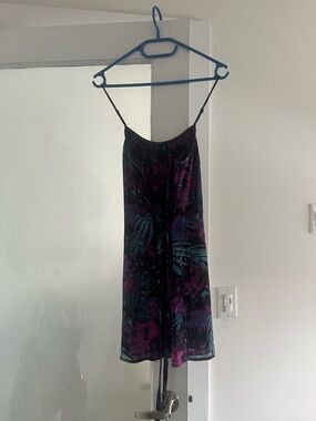 Guess Purple & Teal Floral Mini Slip Dress